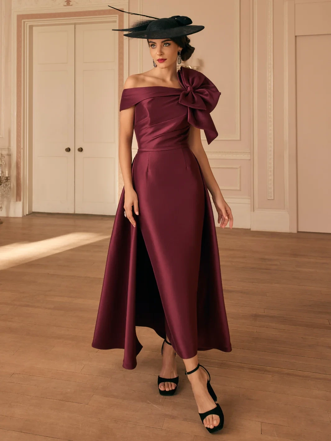 Model wearing a dress by Veni Infantino 